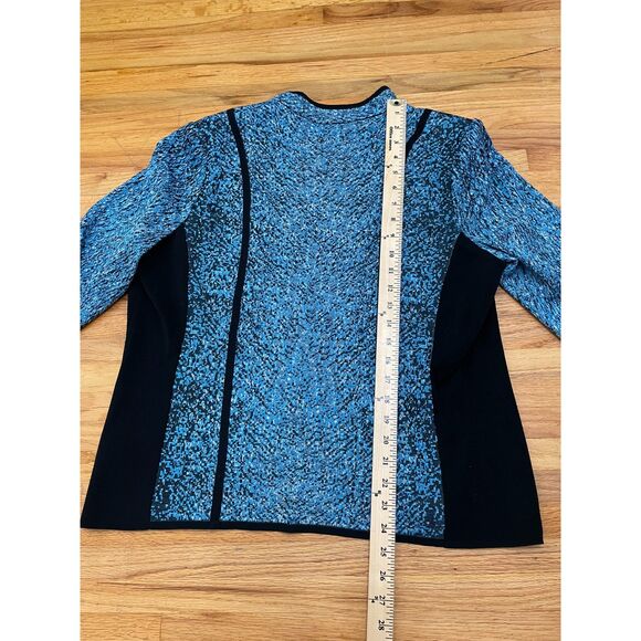 Ming Wang Women's L Blue Jacket Acrylic Suit Knit Textured Zip-Up Office Church - Picture 8 of 8